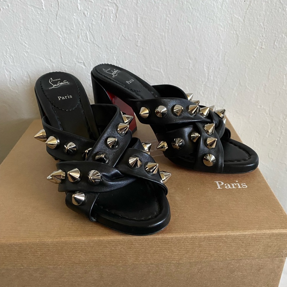 Christian Louboutin spika spike mules 37 6.5 studded spiked